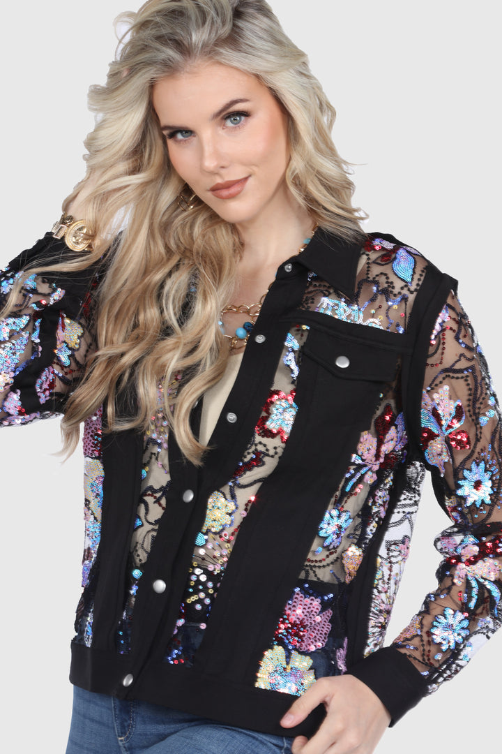 Sequin Button Jacket