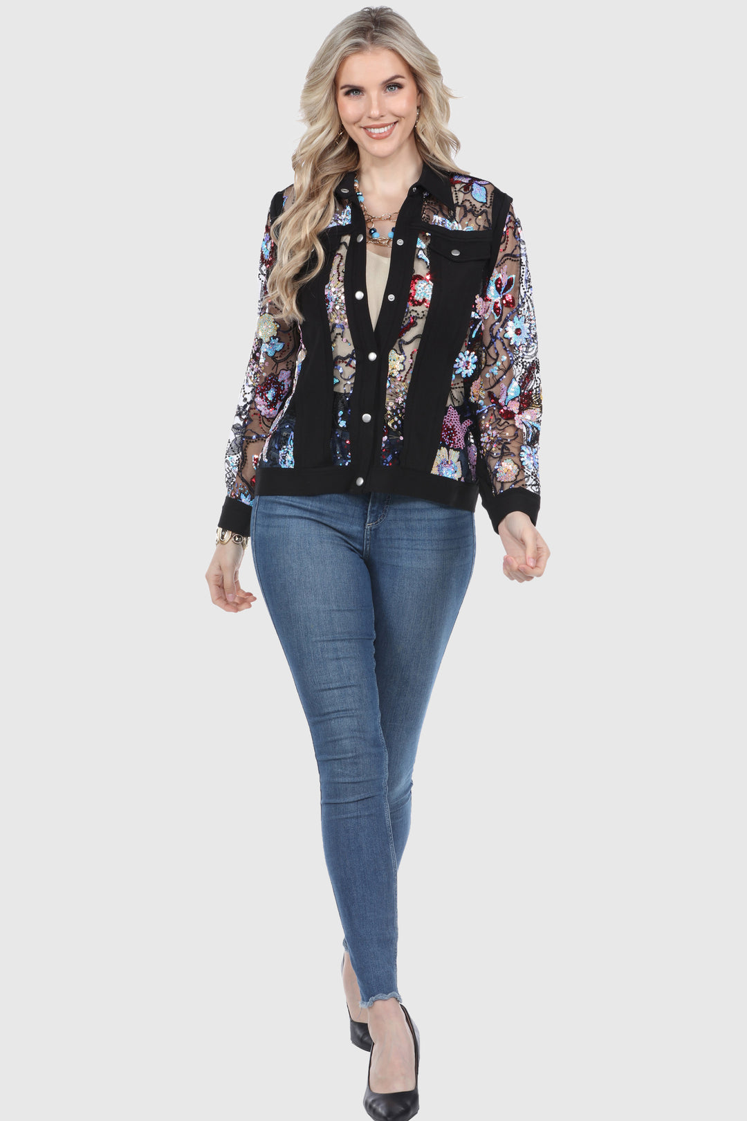 Sequin Button Jacket
