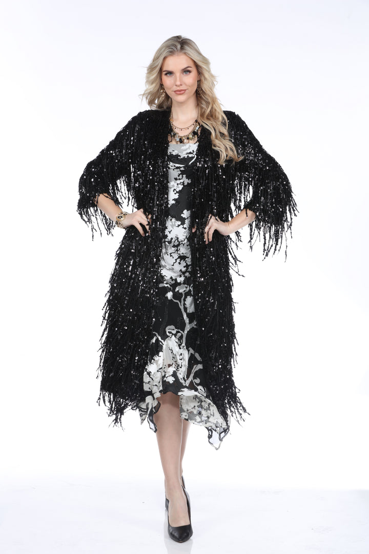 Sequin Fringe Duster Jacket