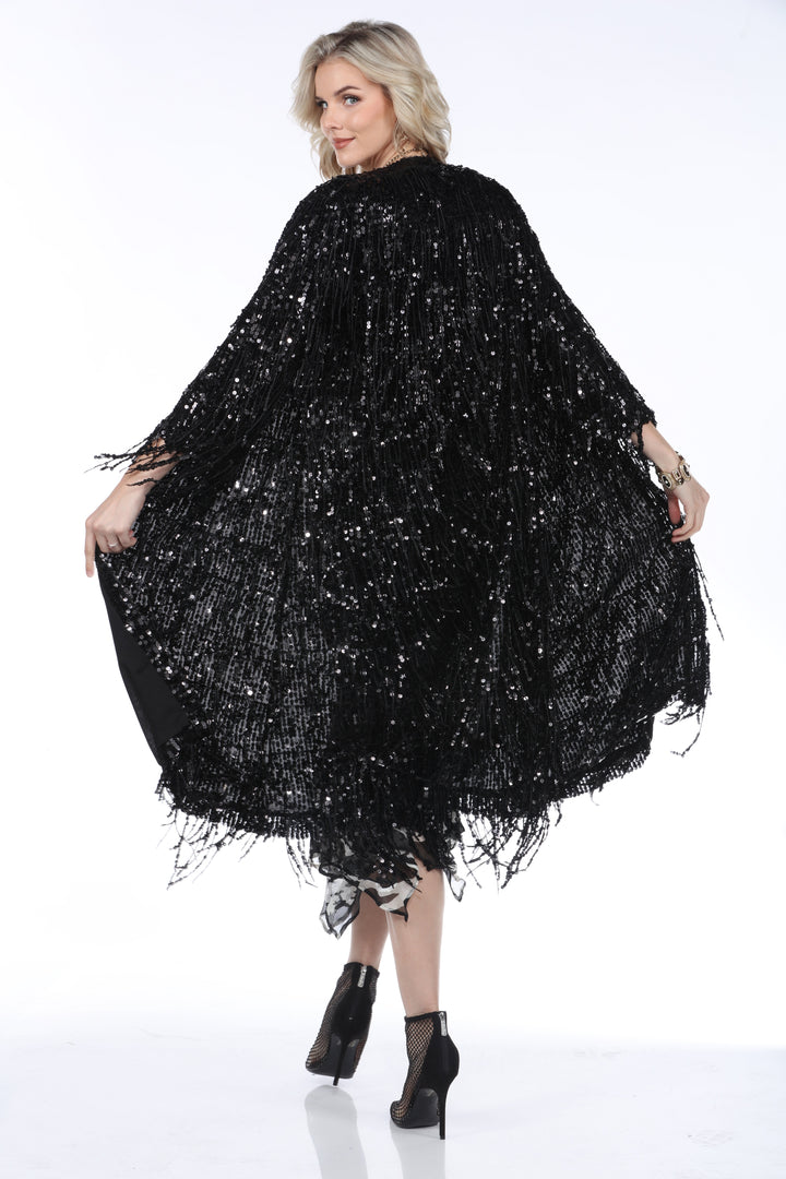 Sequin Fringe Duster Jacket