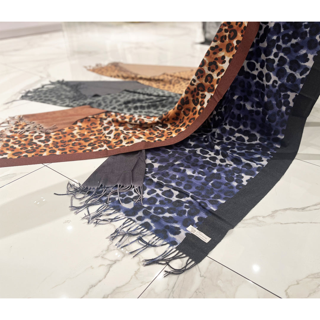 Leopard Print Fringe Scarves