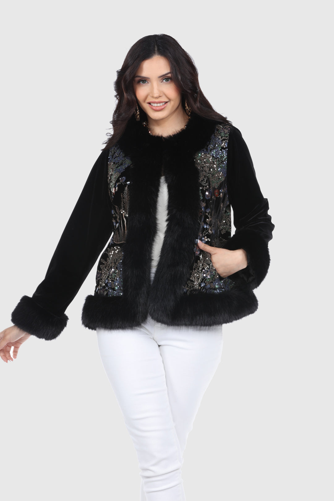 Black Velvet Embroidery Jacket