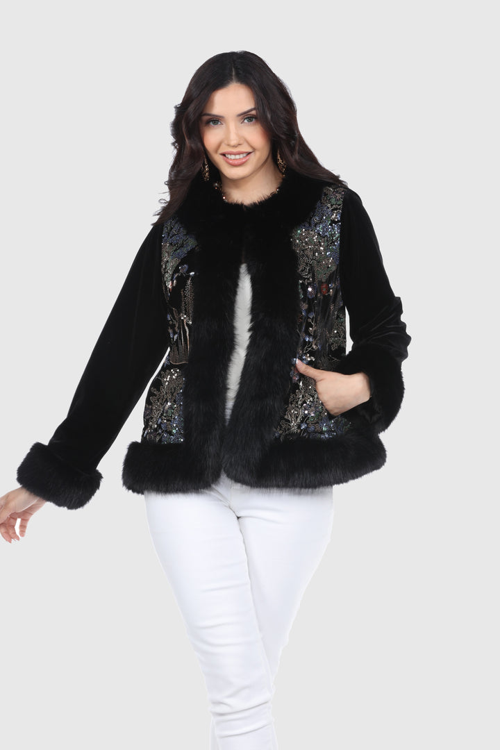 Black Velvet Embroidery Jacket
