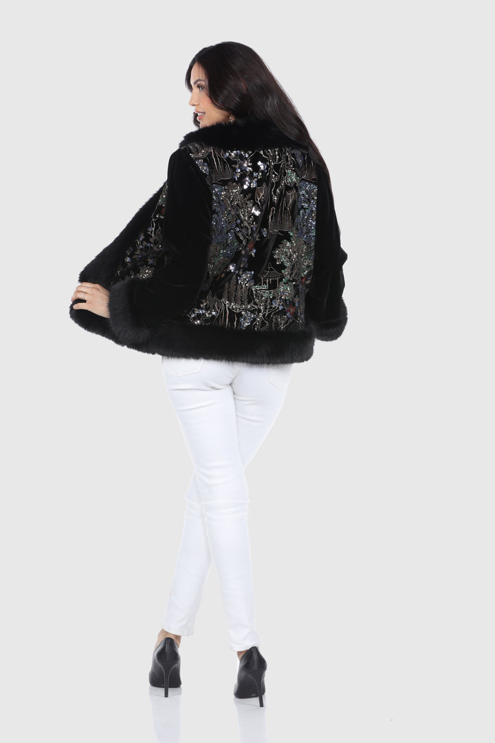 Black Velvet Embroidery Jacket