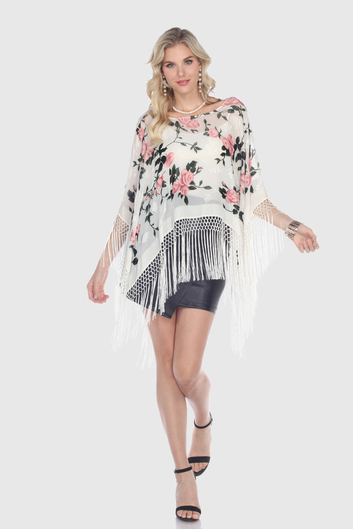 Silk Burnout Floral Poncho