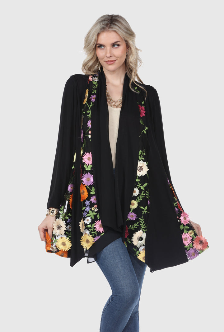 Cardigan with 3D Floral Embroidery