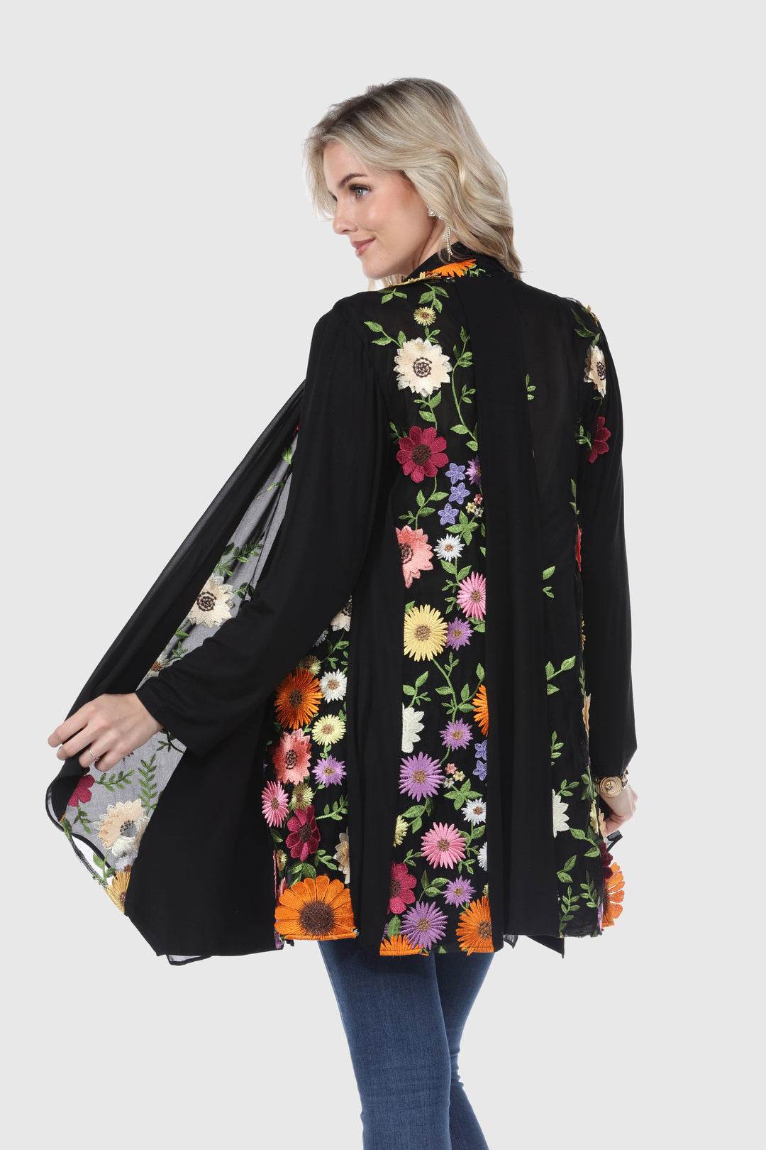 Cardigan with 3D Floral Embroidery