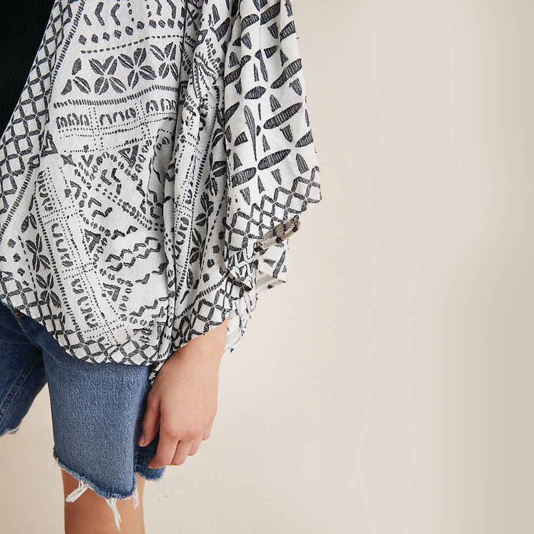 Boho Geometric Print Cardigan