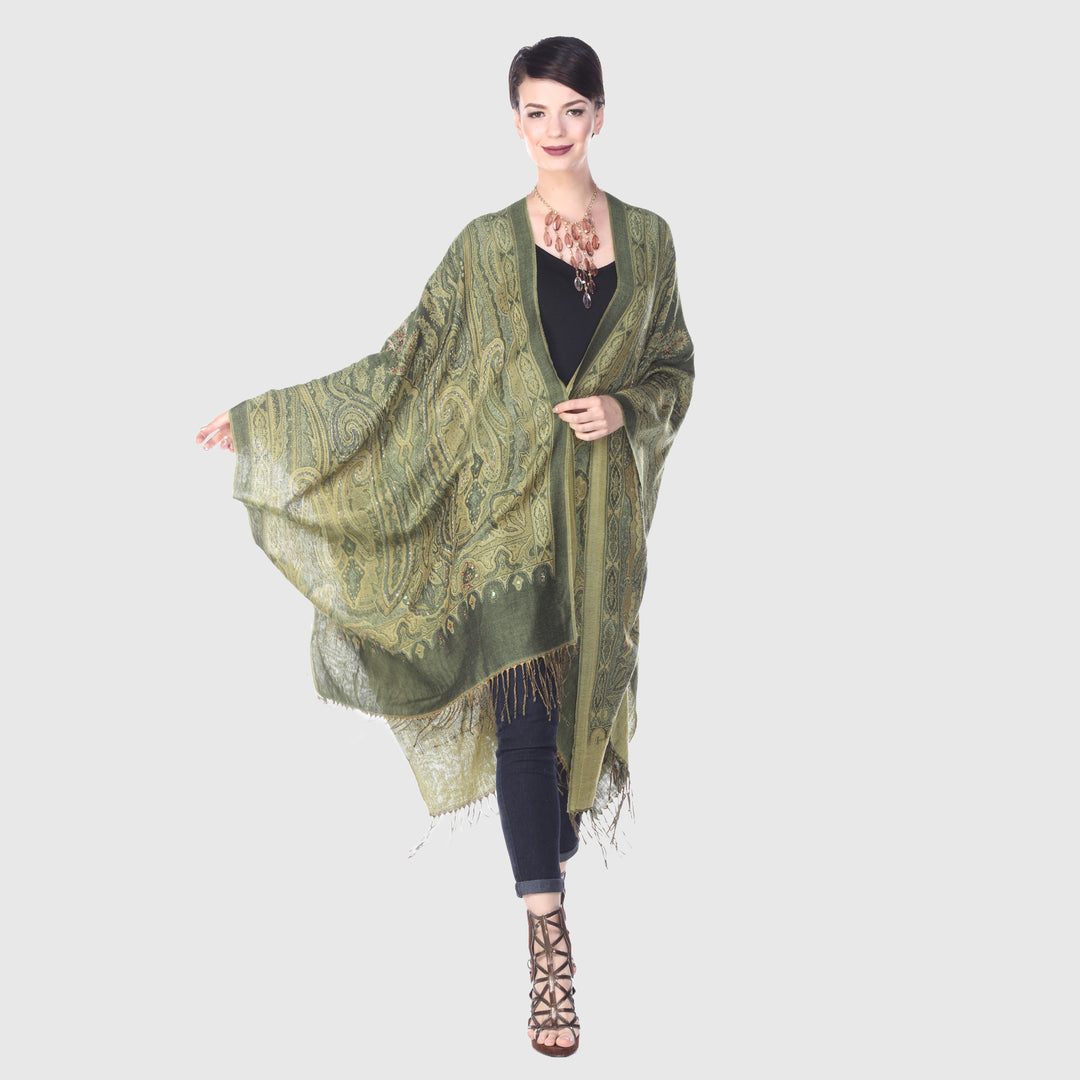 Paisley Fringe Ruana Wrap