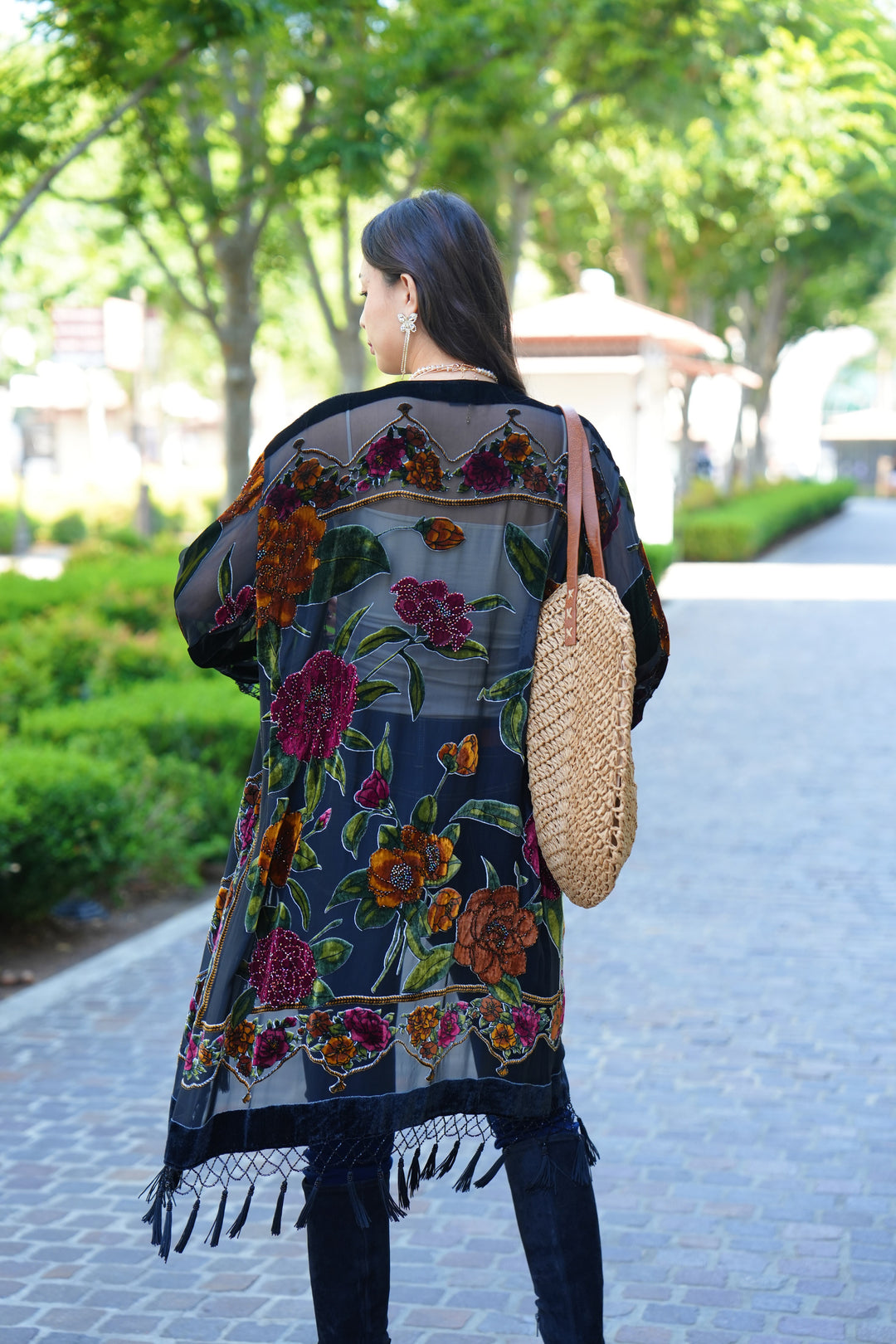 Midnight Botanica Velvet Kimono