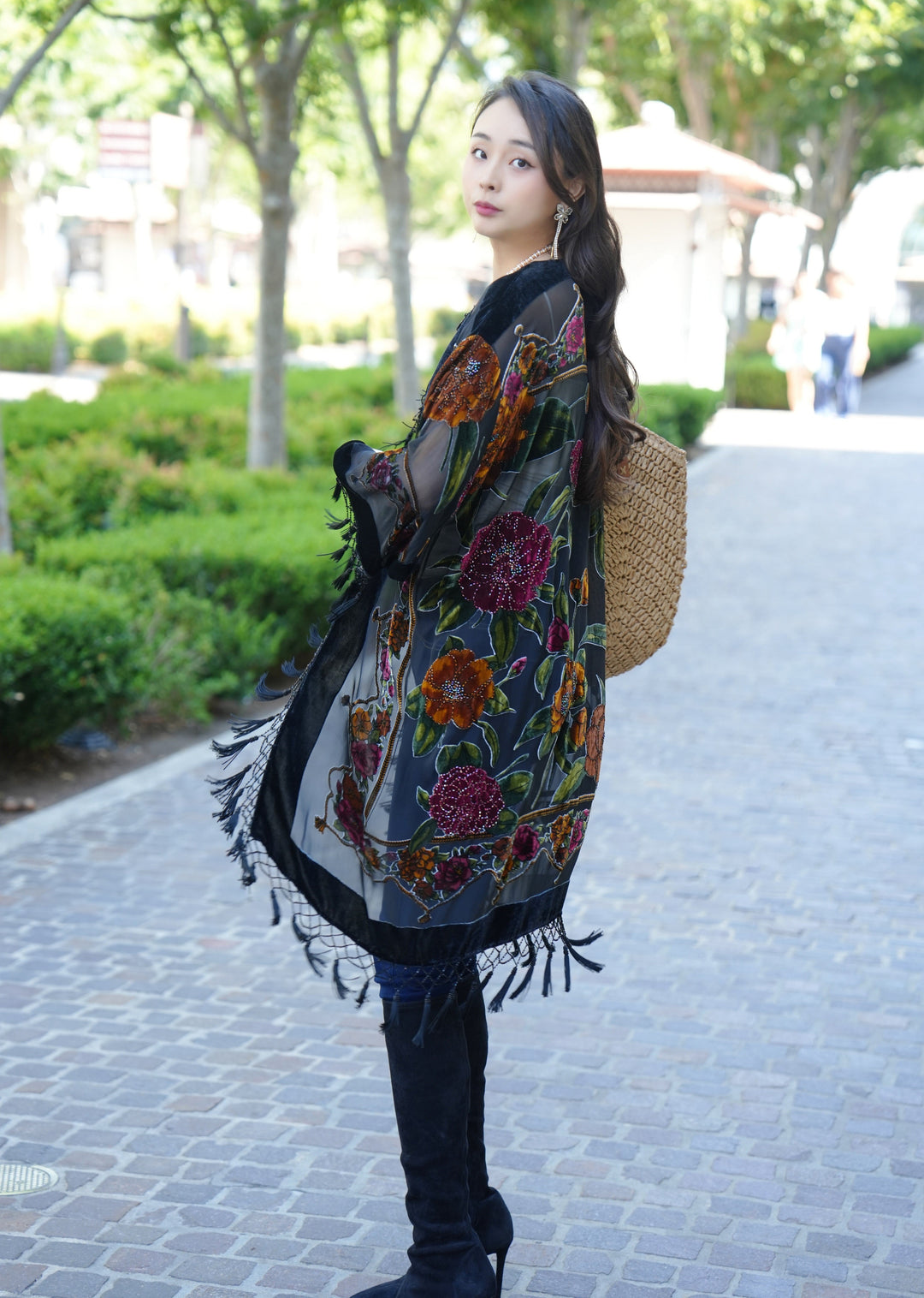 Midnight Botanica Velvet Kimono