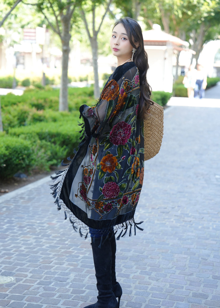 Midnight Botanica Velvet Kimono
