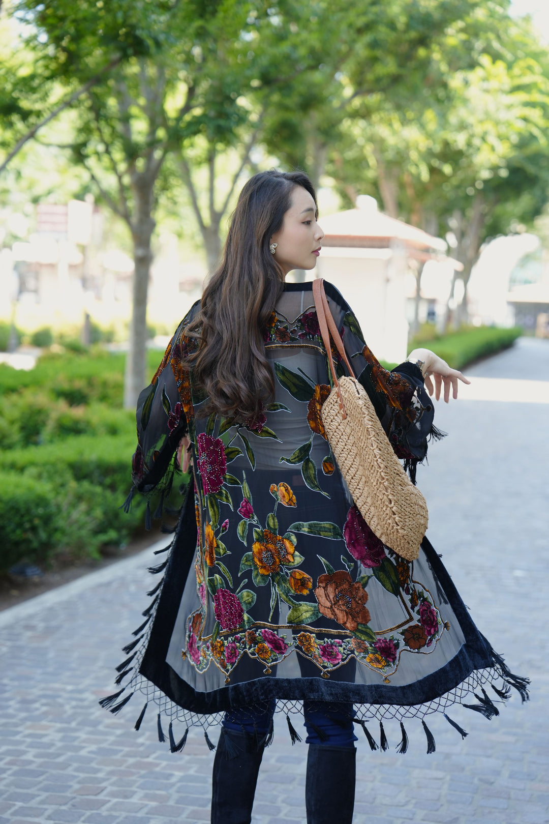 Midnight Botanica Velvet Kimono