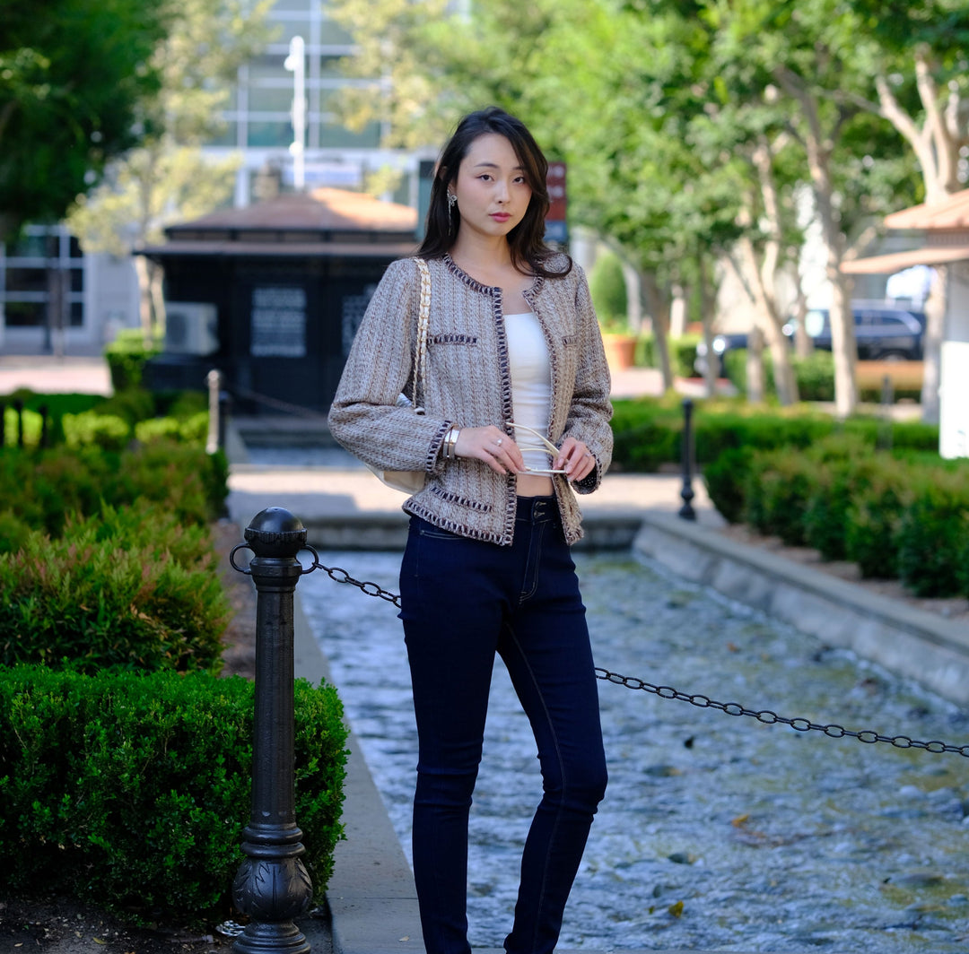 Elegant Tweed Crop Coat