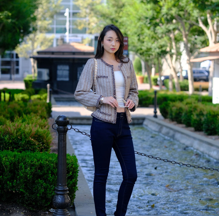 Elegant Tweed Crop Coat