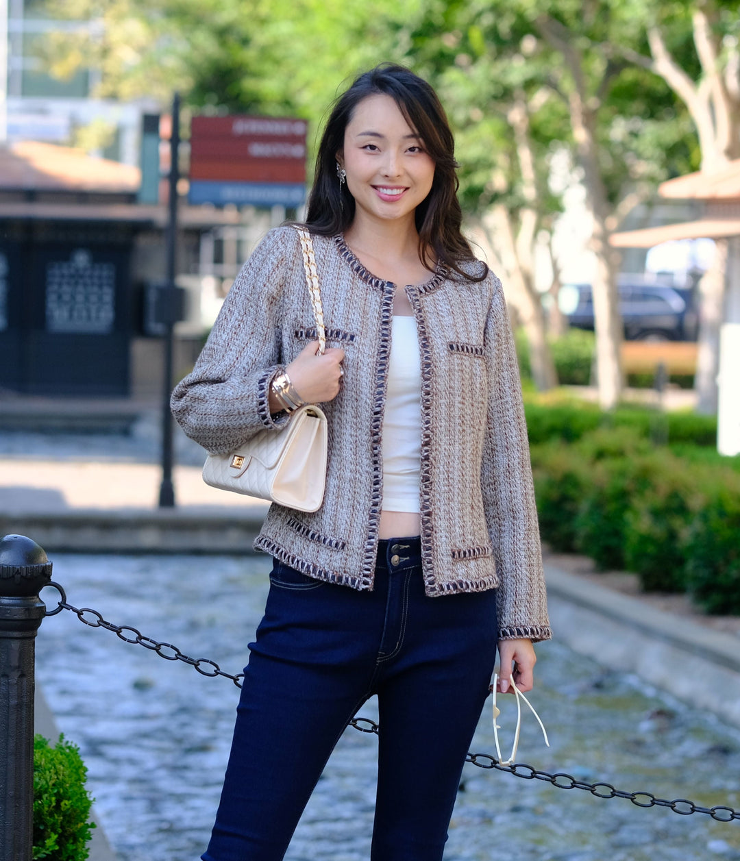 Elegant Tweed Crop Coat