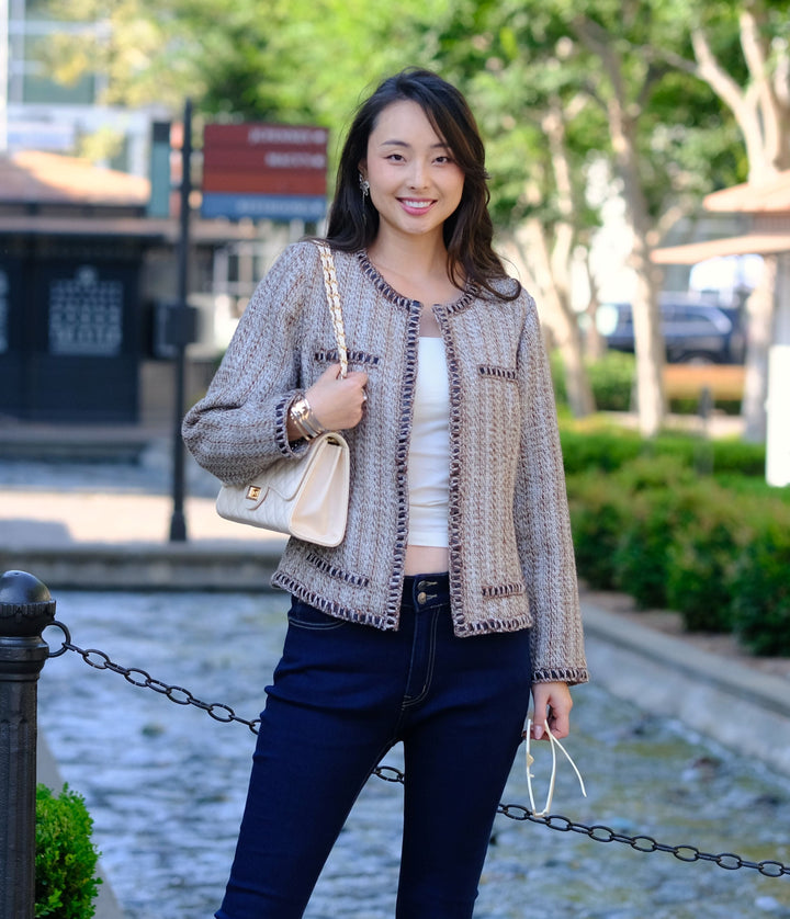 Elegant Tweed Crop Coat