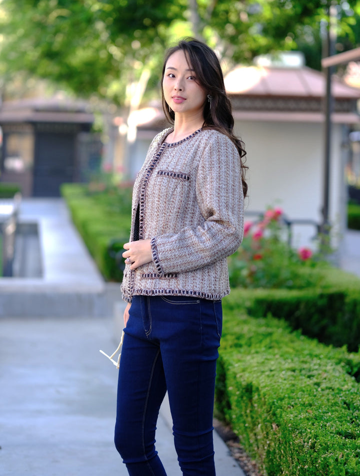 Elegant Tweed Crop Coat
