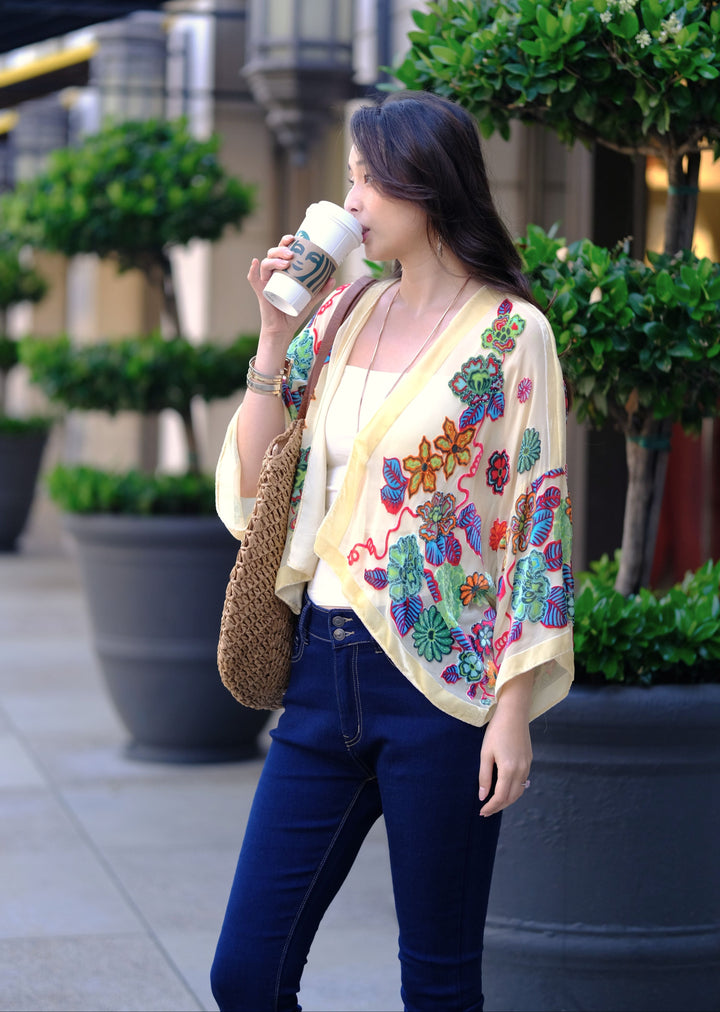 Boho Beaded Velvet Kimono