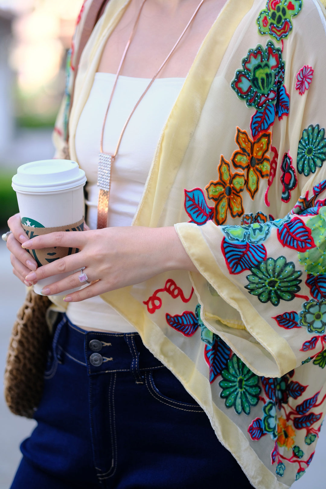 Boho Beaded Velvet Kimono