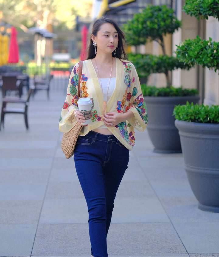 Boho Beaded Velvet Kimono