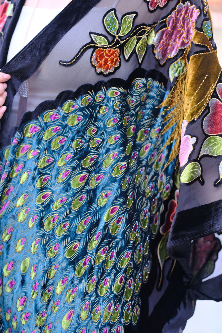 Peacock Velvet Burnout Duster