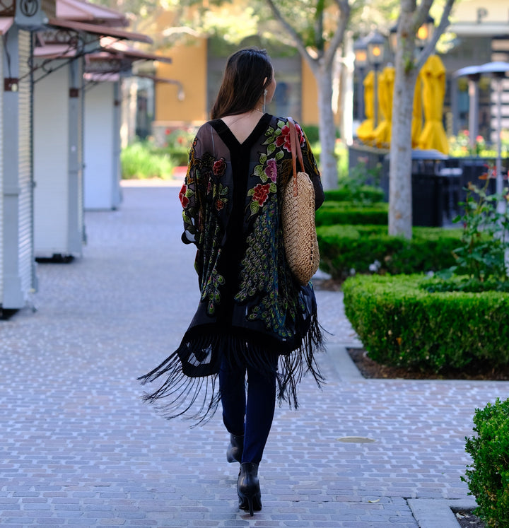 Peacock Velvet Burnout Duster