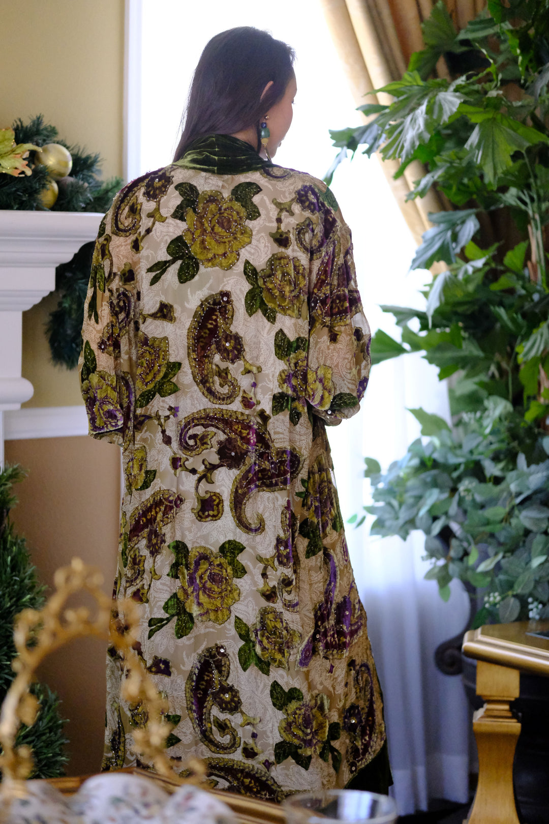 Verdant Royalty Velvet Kimono