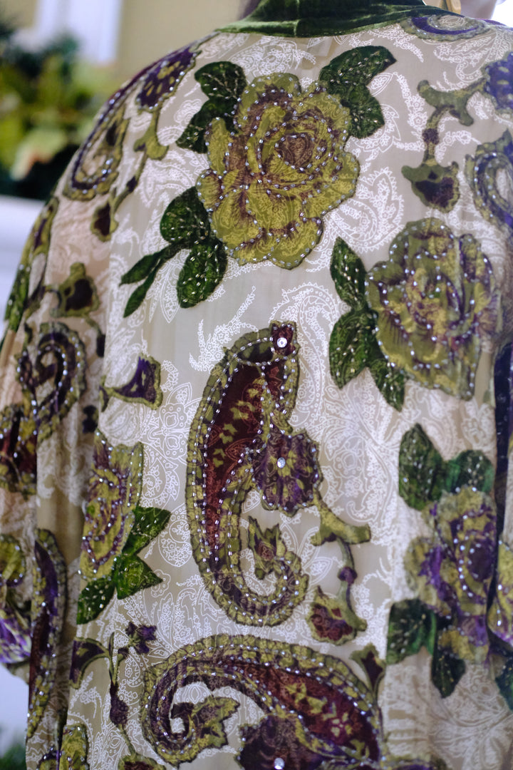 Verdant Royalty Velvet Kimono