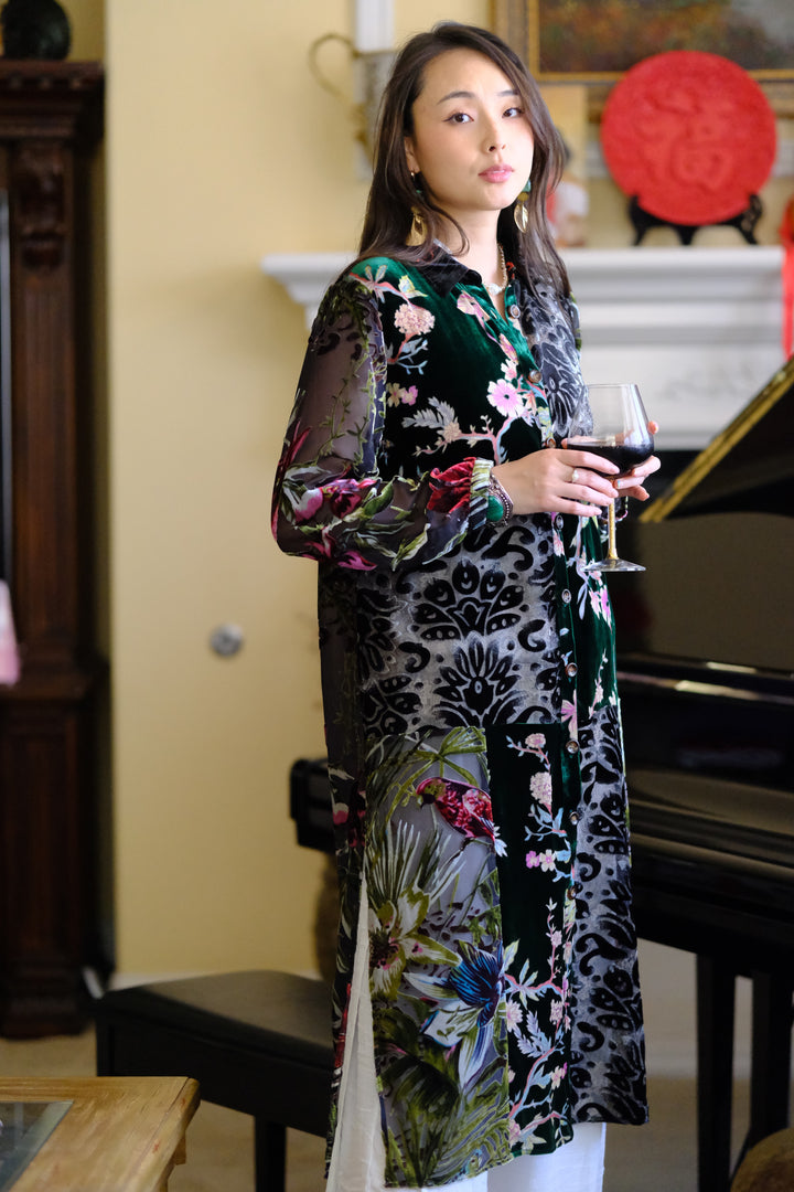 Floral Burnout Velvet Cardigan