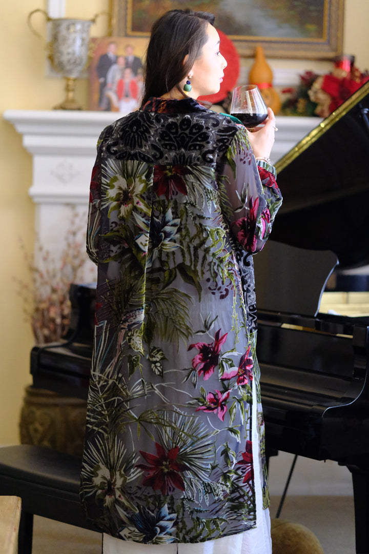 Floral Burnout Velvet Cardigan