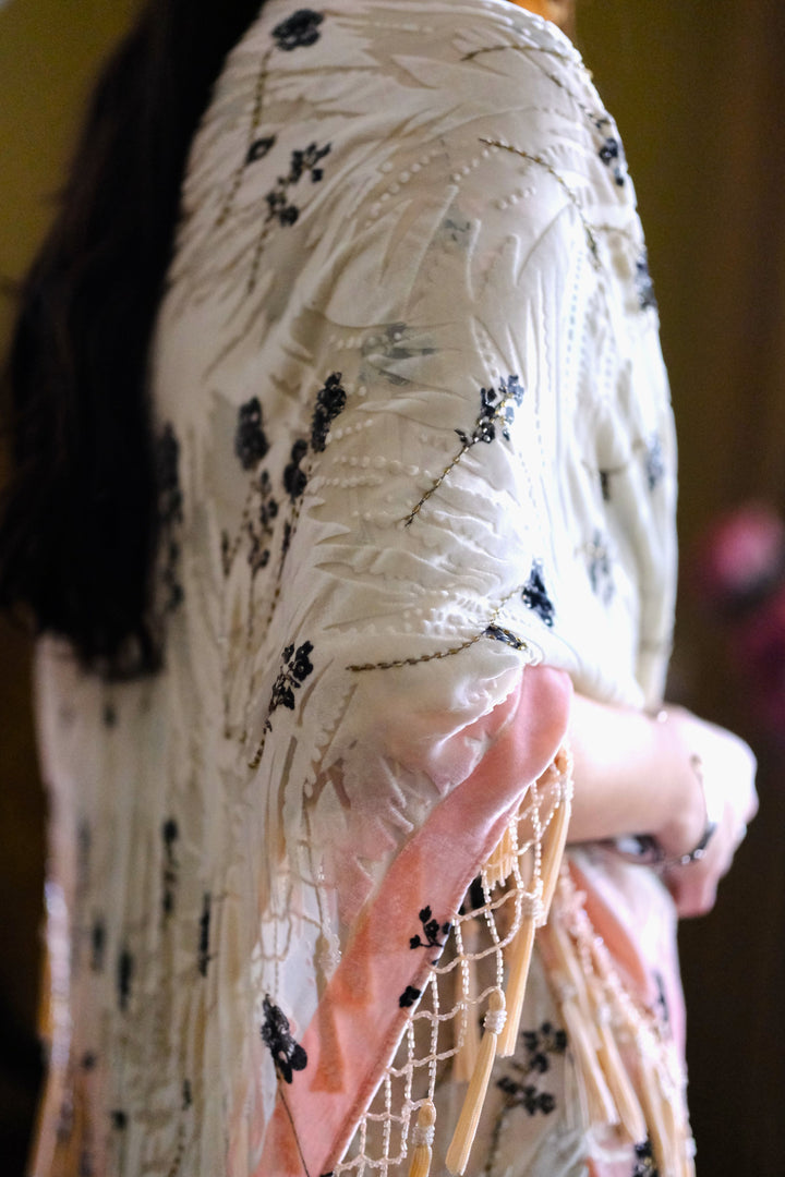 Blush Garland Velvet Fringe Scarf