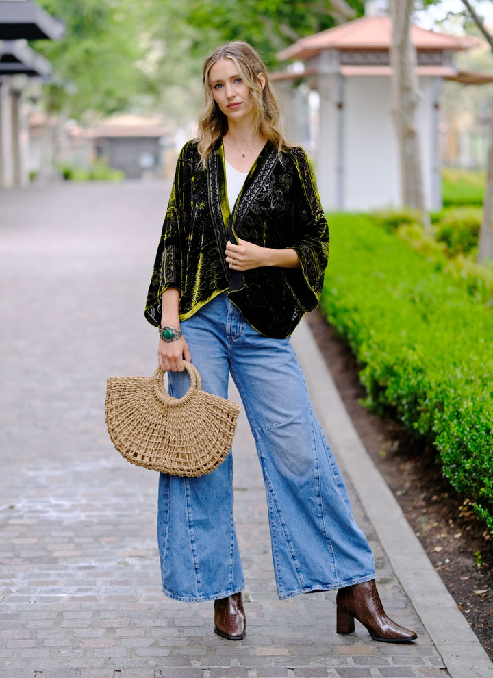 Olive Luxe Velvet Kimono