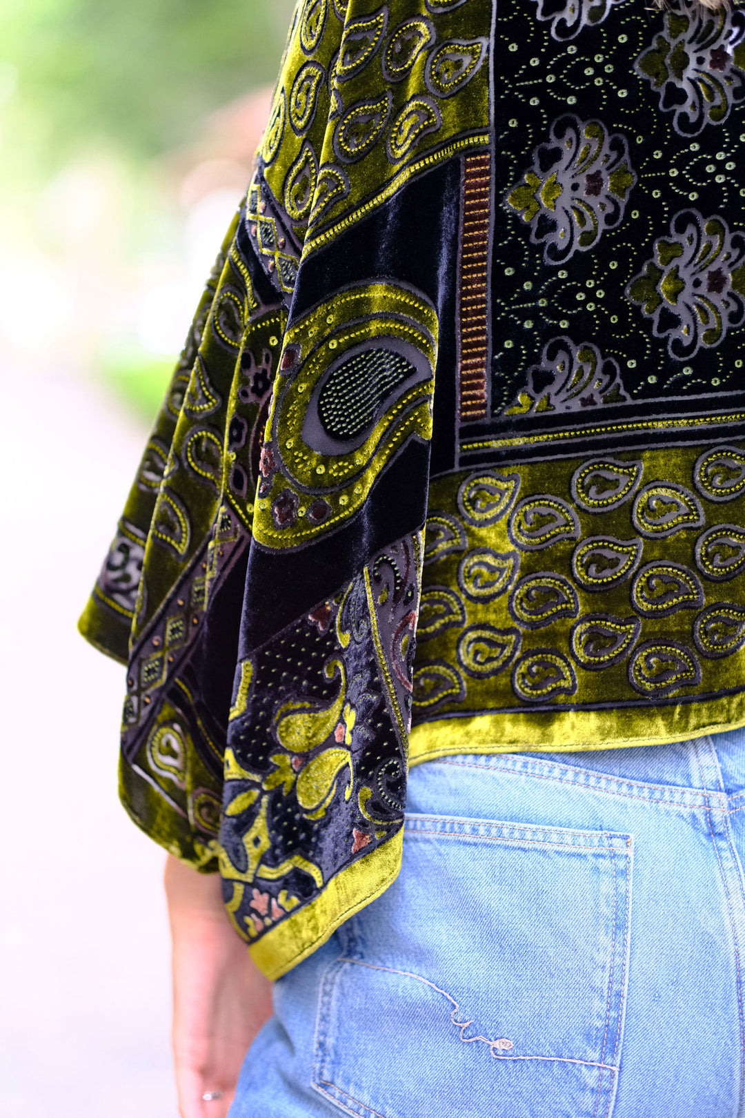 Olive Luxe Velvet Kimono