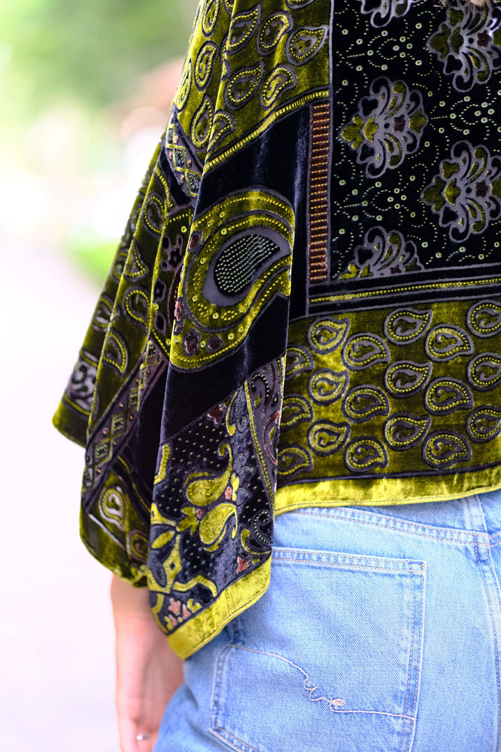 Olive Luxe Velvet Kimono
