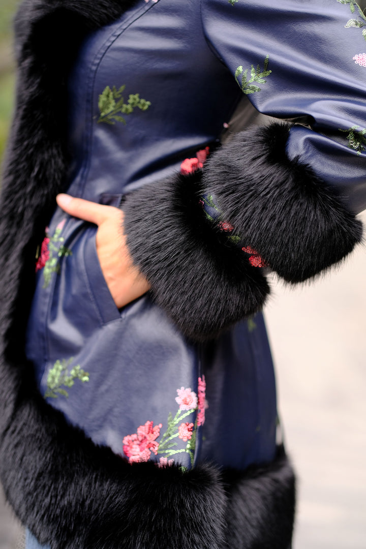 Midnight Bloom Embroidered Coat