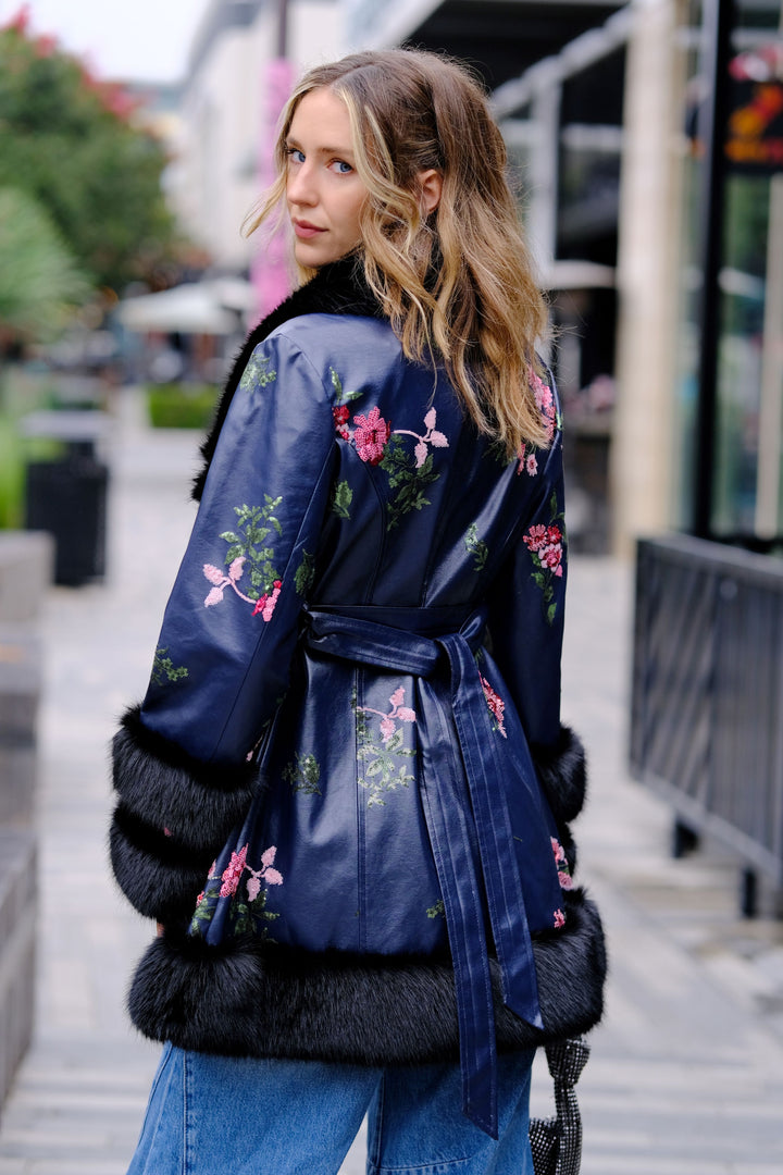 Midnight Bloom Embroidered Coat