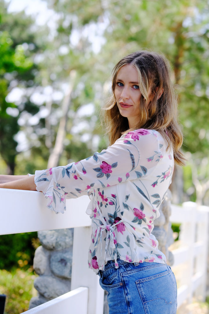Petal Whisper Ruffle Blouse
