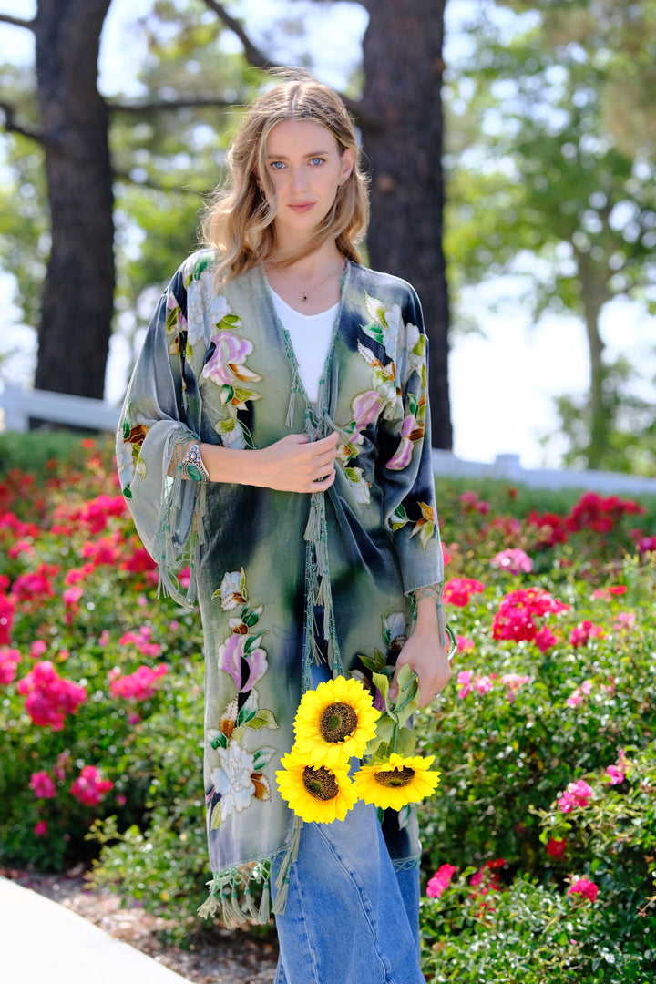 Garden Mist Fringe Kimono
