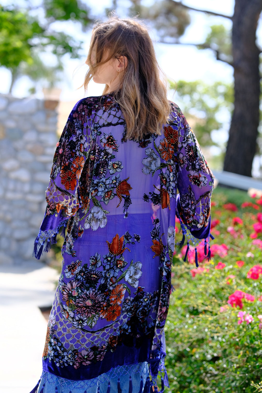 Moonlit Garden Tassel Kimono