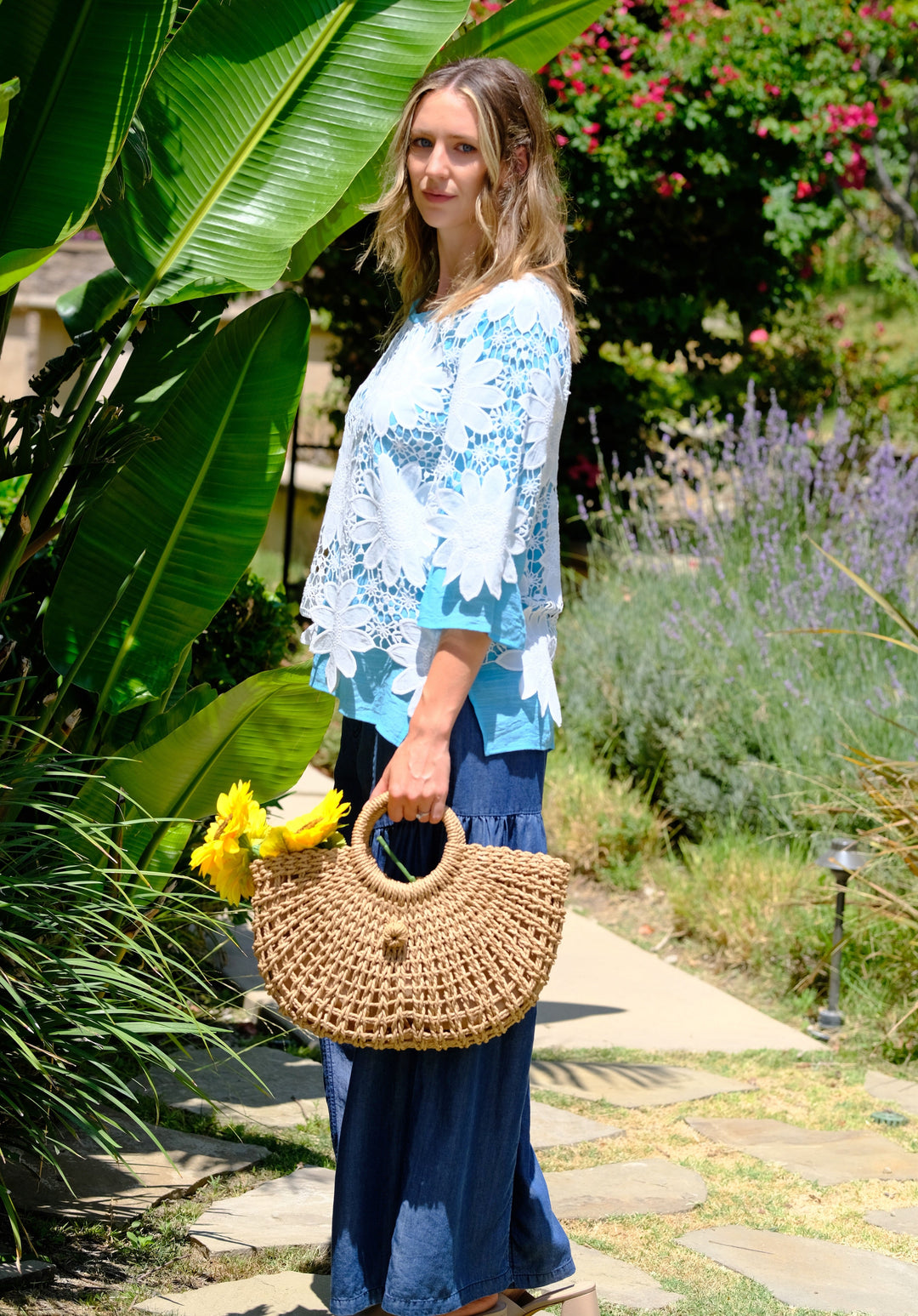 Sunlit Bloom Crochet Lace Top