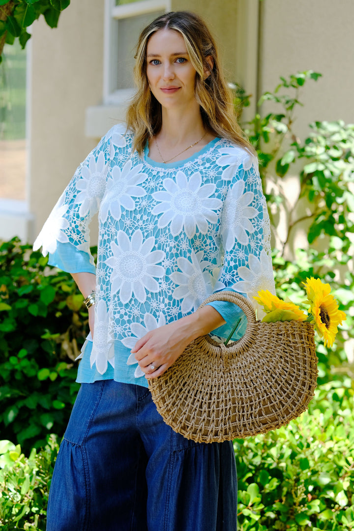 Sunlit Bloom Crochet Lace Top
