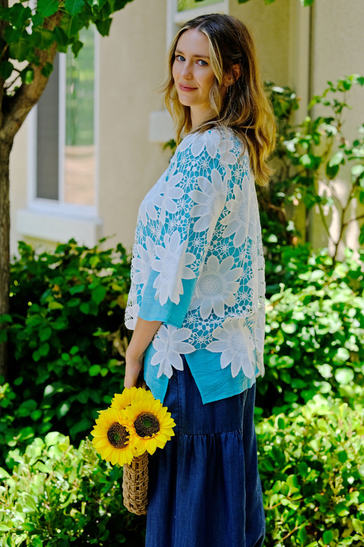 Sunlit Bloom Crochet Lace Top