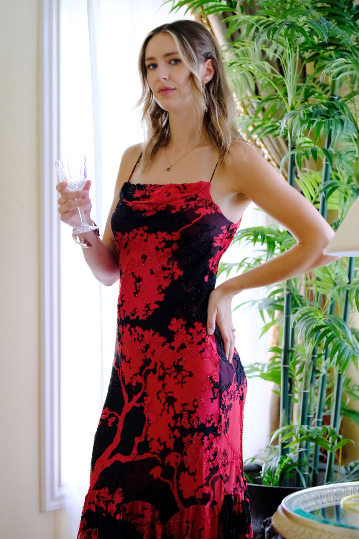 Midnight Bloom Slip Dress