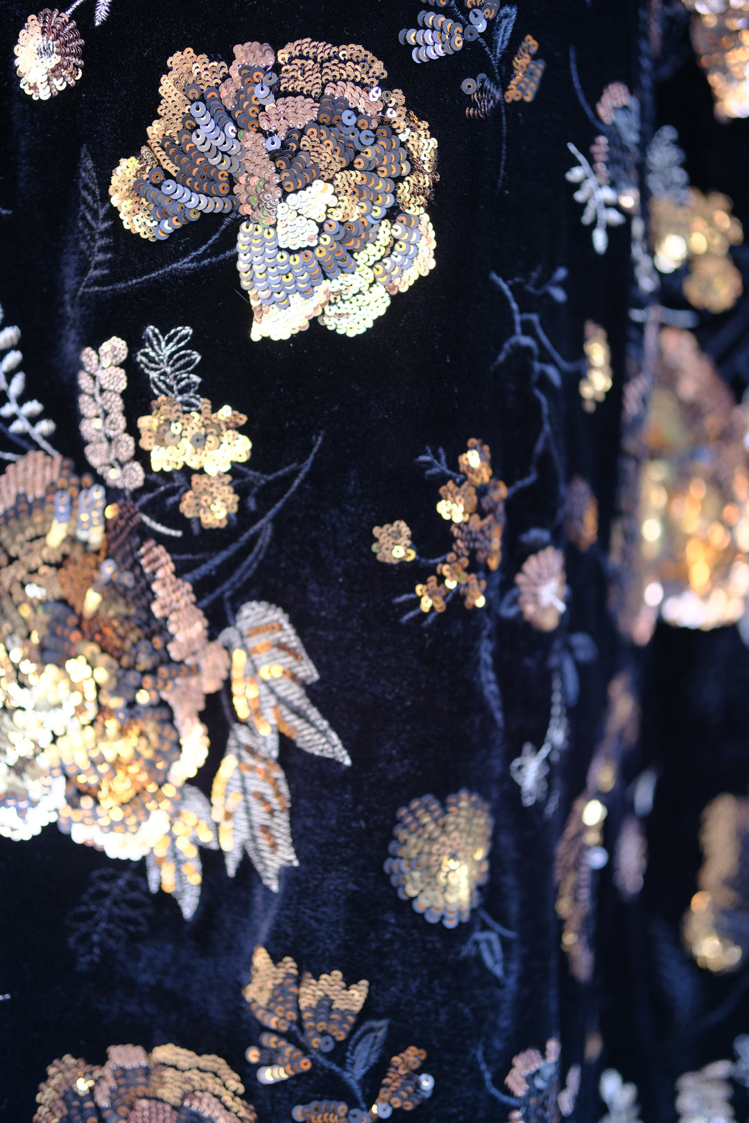 Velvet Coat with Sequin Embroidery