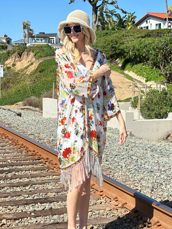 Silk Burnout Floral Kimono