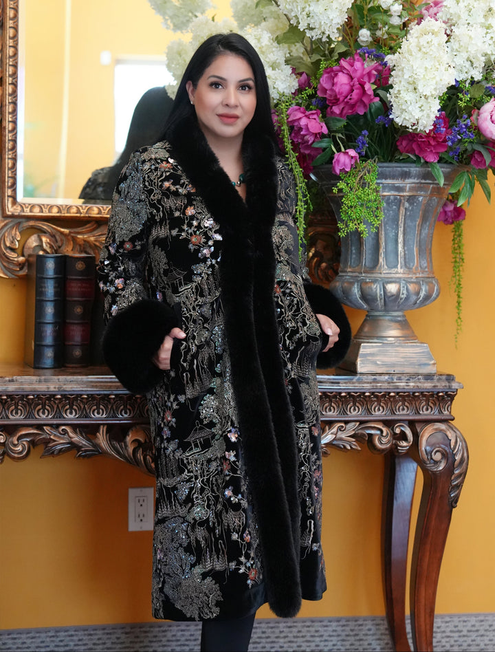 Velvet Embroidered Coat