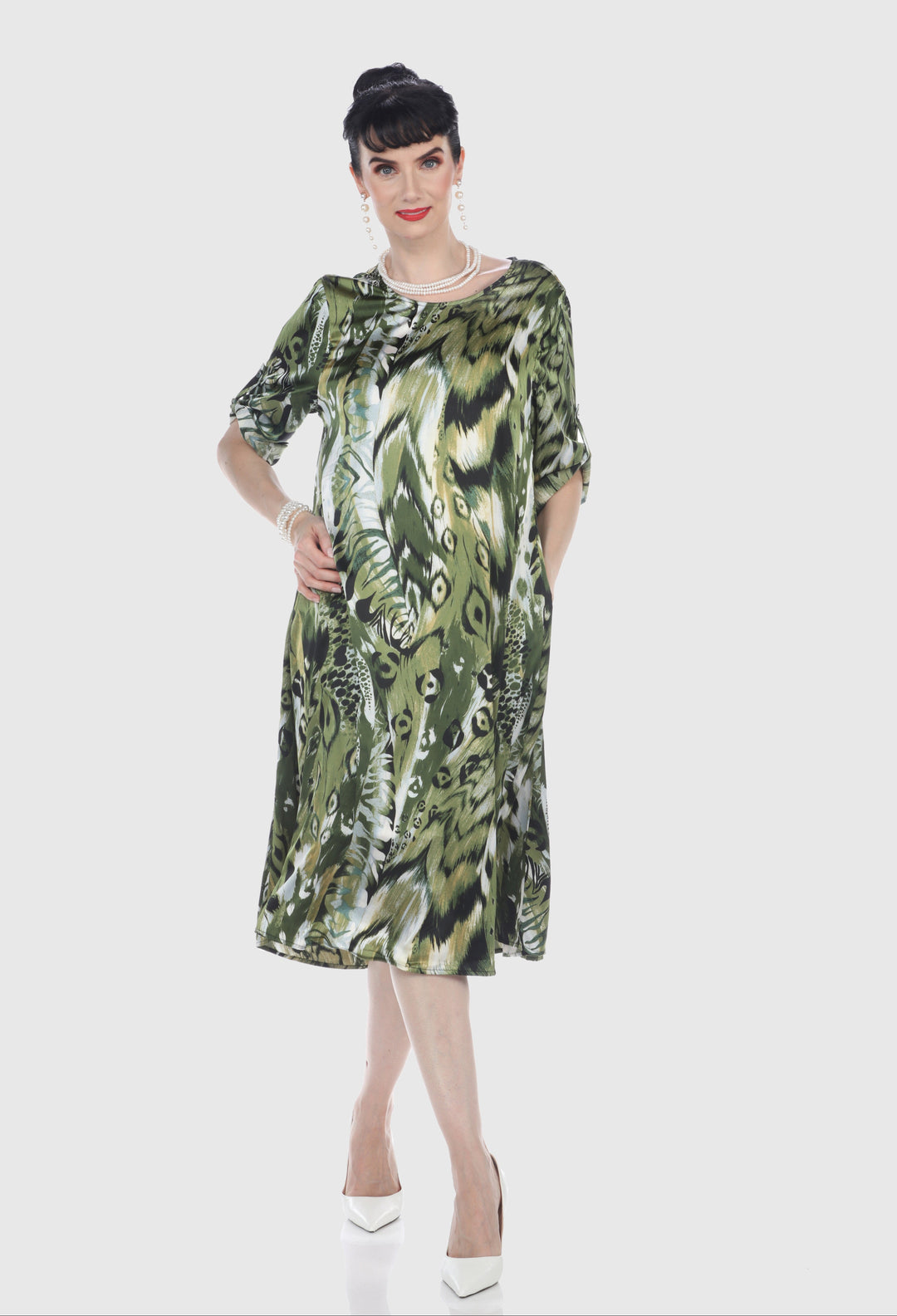 A-Line Midi Dress with Sleeve