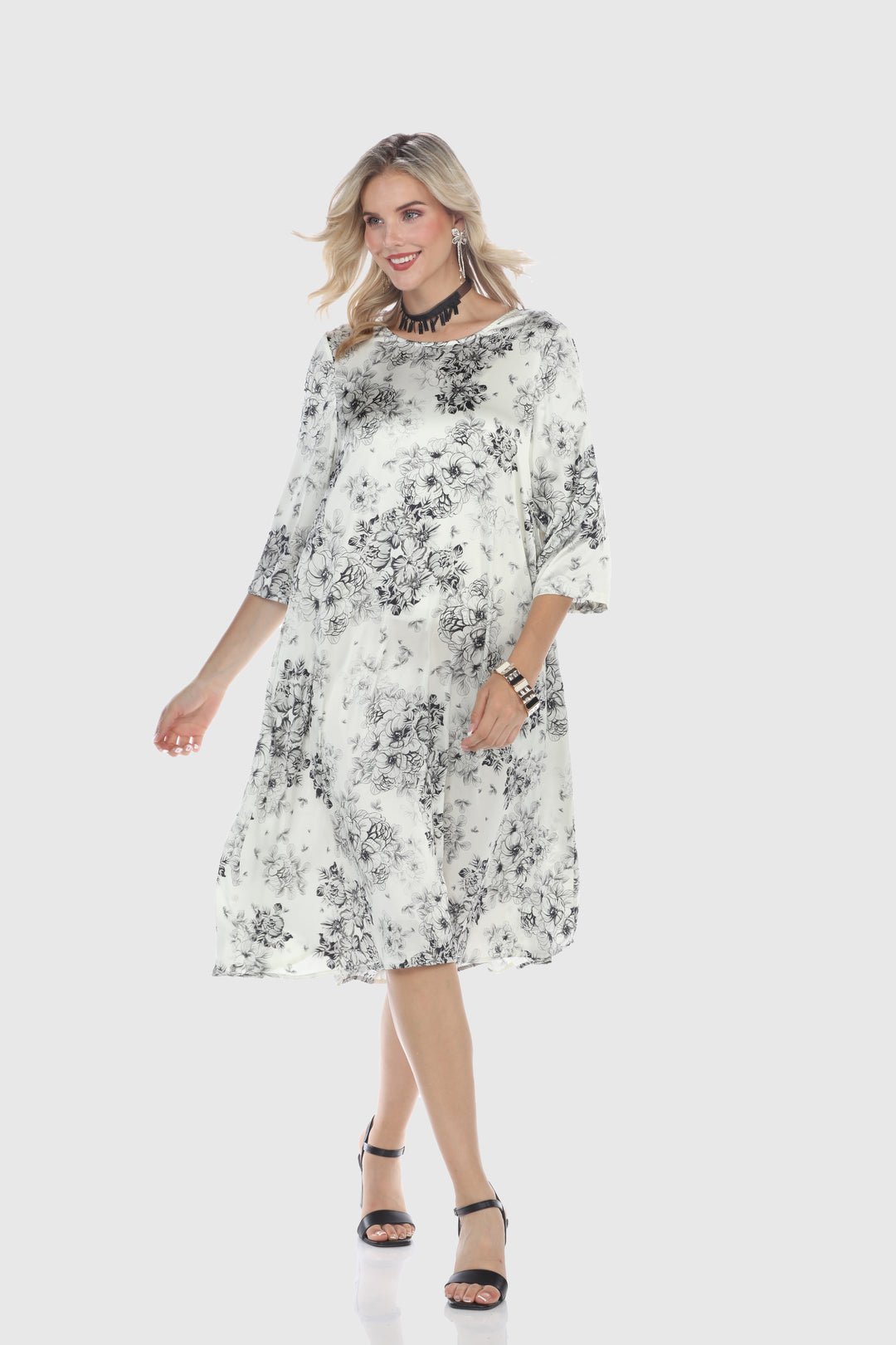 A-Line Midi Dress with Sleeve