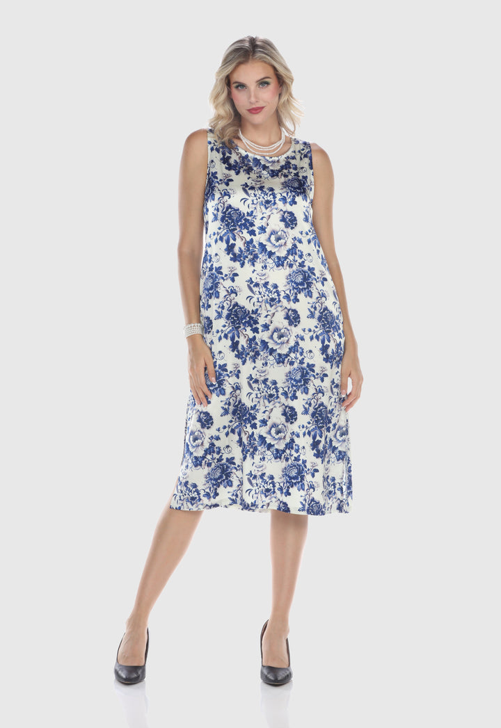 Porcelain Floral Sleeveless Dress